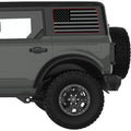 RED OUTLINE BLACK AND GRAY AMERICAN FLAG QUARTER WINDOW DECAL FITS 2021+ FORD BRONCO 4 DOOR HARD TOP