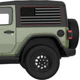 RED OUTLINE BLACK AND GRAY AMERICAN FLAG QUARTER WINDOW DECAL FITS 2018+ JEEP WRANGLER 2 DOOR HARD TOP JL