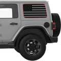 RED OUTLINE BLACK AND GRAY AMERICAN FLAG QUARTER WINDOW DECAL FITS 2018+ JEEP WRANGLER 4 DOOR HARD TOP JLU