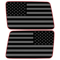 RED OUTLINE BLACK AND GRAY AMERICAN FLAG QUARTER WINDOW DRIVER & PASSENGER DECALS