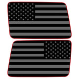 RED OUTLINE BLACK AND GRAY AMERICAN FLAG QUARTER WINDOW DRIVER & PASSENGER DECALS