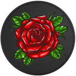 RED PAINTED ROSE BLACK TIRE COVER