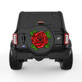 RED PAINTED ROSE BLACK TIRE COVER