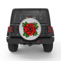 RED PAINTED ROSE WHITE TIRE COVER