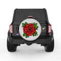 RED PAINTED ROSE SILVER CARBON FIBER TIRE COVER
