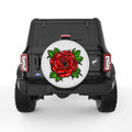 RED PAINTED ROSE PEARL  WHITE CARBON FIBER TIRE COVER