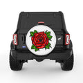 RED PAINTED ROSE WHITE TIRE COVER