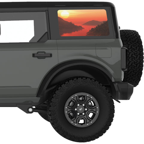 RED RIVER FORESTY MOUNTAINS QUARTER WINDOW DECAL FITS 2021+ FORD BRONCO 4 DOOR HARD TOP