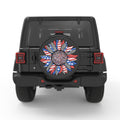 RED WHITE BLUE SUNFLOWER PEARL  WHITE CARBON FIBER TIRE COVER
