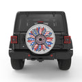 RED WHITE BLUE SUNFLOWER WHITE TIRE COVER