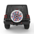 RED WHITE BLUE SUNFLOWER SILVER CARBON FIBER TIRE COVER