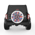 RED WHITE BLUE SUNFLOWER PEARL  WHITE CARBON FIBER TIRE COVER