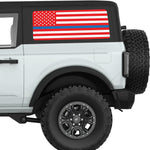 RED WHITE WITH BLUE LINE AMERICAN FLAG QUARTER WINDOW DECAL FITS 2021+ FORD BRONCO 2 DOOR HARD TOP