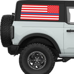 RED WHITE WITH BLUE LINE AMERICAN FLAG QUARTER WINDOW DECAL FITS 2021+ FORD BRONCO 2 DOOR HARD TOP