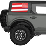RED WHITE WITH BLUE LINE AMERICAN FLAG QUARTER WINDOW DECAL FITS 2021+ FORD BRONCO 4 DOOR HARD TOP