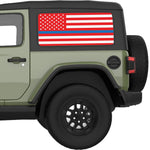 RED WHITE WITH BLUE LINE AMERICAN FLAG QUARTER WINDOW DECAL FITS 2018+ JEEP WRANGLER 2 DOOR HARD TOP JL