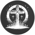 RELIGIOUS CROSS BLACK CARBON FIBER TIRE COVER
