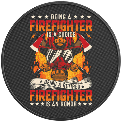 RETIRED FIREFIGHTER PEARL  WHITE CARBON FIBER TIRE COVER