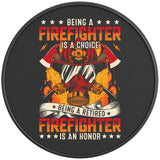 RETIRED FIREFIGHTER BLACK CARBON FIBER TIRE COVER