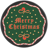 RETRO MERRY CHRISTMAS BLACK CARBON FIBER TIRE COVER