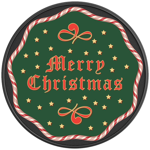 RETRO MERRY CHRISTMAS PEARL  WHITE CARBON FIBER TIRE COVER