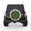 RETRO MERRY CHRISTMAS SILVER CARBON FIBER TIRE COVER