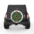 RETRO MERRY CHRISTMAS PEARL  WHITE CARBON FIBER TIRE COVER