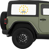 RHODE ISLAND STATE FLAG QUARTER WINDOW DECAL FITS 2011-2018 JEEP WRANGLER 2 DOOR HARD TOP JK