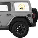 RHODE ISLAND STATE FLAG QUARTER WINDOW DECAL FITS 2018+ JEEP WRANGLER 4 DOOR HARD TOP JLU