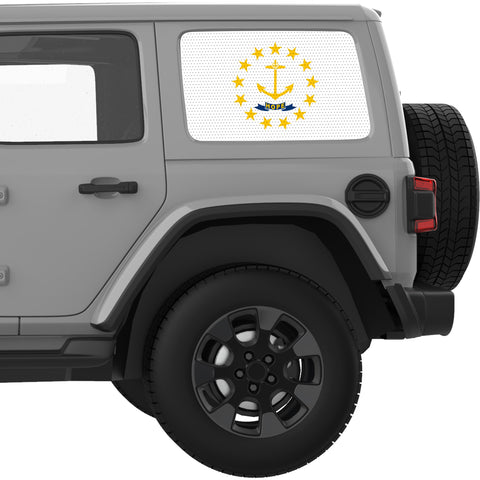 RHODE ISLAND STATE FLAG QUARTER WINDOW DECAL FITS 2018+ JEEP WRANGLER 4 DOOR HARD TOP JLU