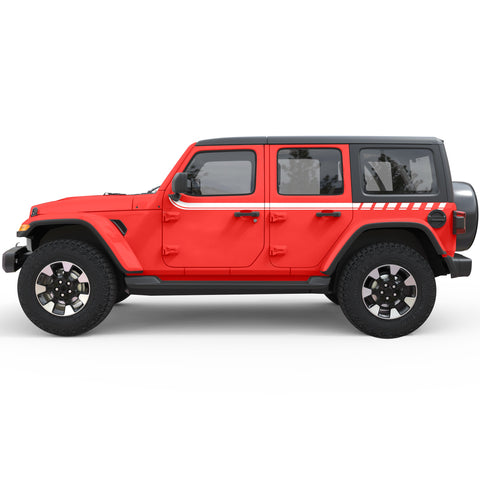 RACING SPORT 4X4 STRIPES SIDE GRAPHIC DECAL FITS 2018+ JEEP WRANGLER 4 DOOR JLU
