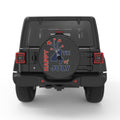 RED AND BLUE HAPPY 4TH JULY BLACK CARBON FIBER TIRE COVER
