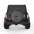 RED AND BLUE HAPPY 4TH JULY BLACK CARBON FIBER TIRE COVER