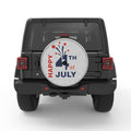 RED AND BLUE HAPPY 4TH JULY WHITE TIRE COVER