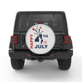 RED AND BLUE HAPPY 4TH JULY BLACK TIRE COVER
