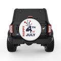 RED AND BLUE HAPPY 4TH JULY WHITE TIRE COVER