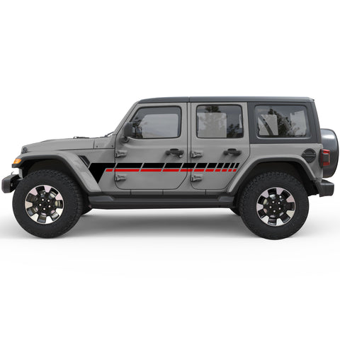 RETRO DASHED LINES SIDE GRAPHIC DECAL FITS 2018+ JEEP WRANGLER 4 DOOR JLU