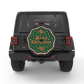 RETRO MERRY CHRISTMAS BLACK CARBON FIBER TIRE COVER