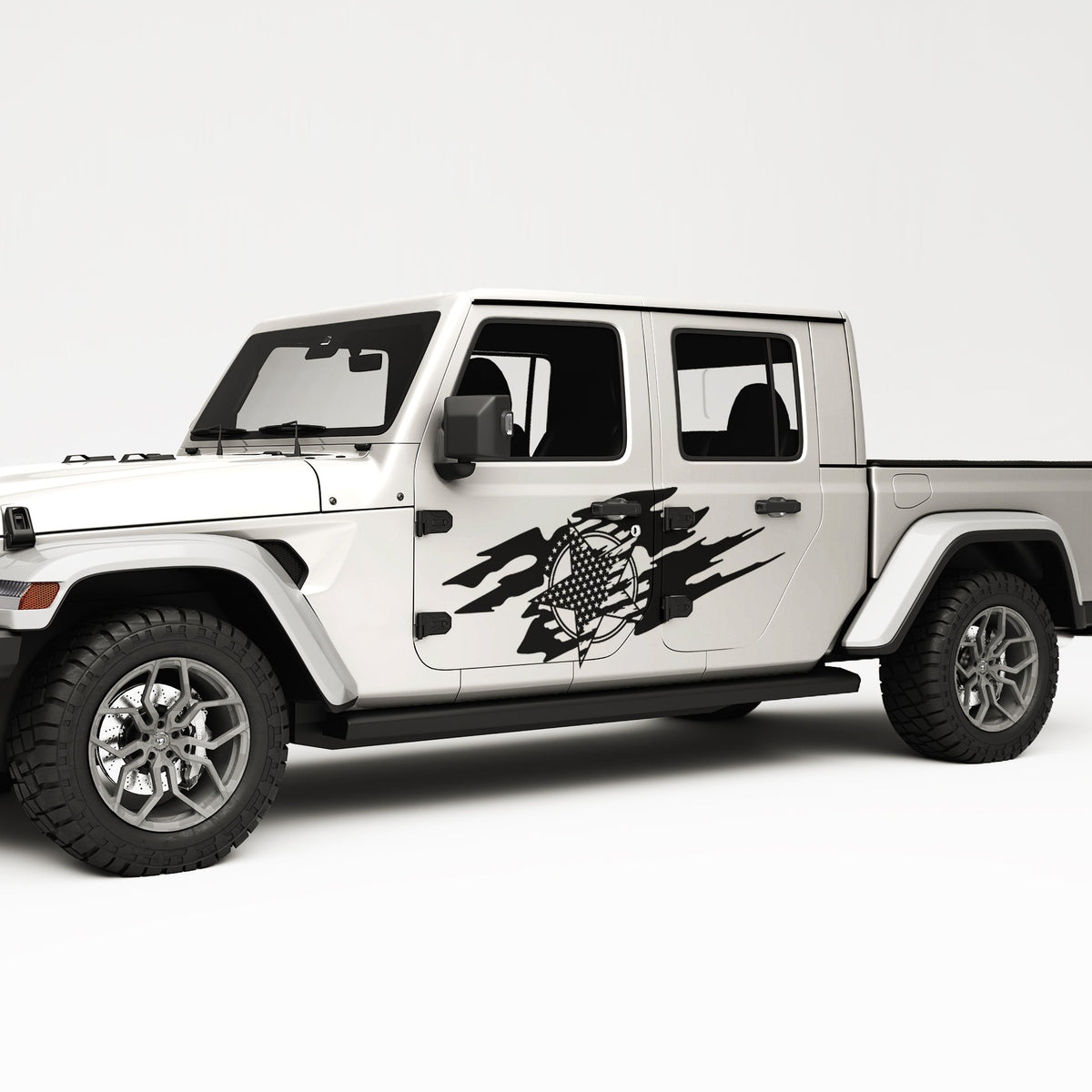 Ripped Us Flag Army Star Side Graphic Decal For Jeep Gladiator| Four ...