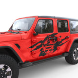 RIPPED US FLAG ARMY STAR BODY GRAPHIC DECAL FITS 2018+ JEEP WRANGLER 4 DOOR JLU
