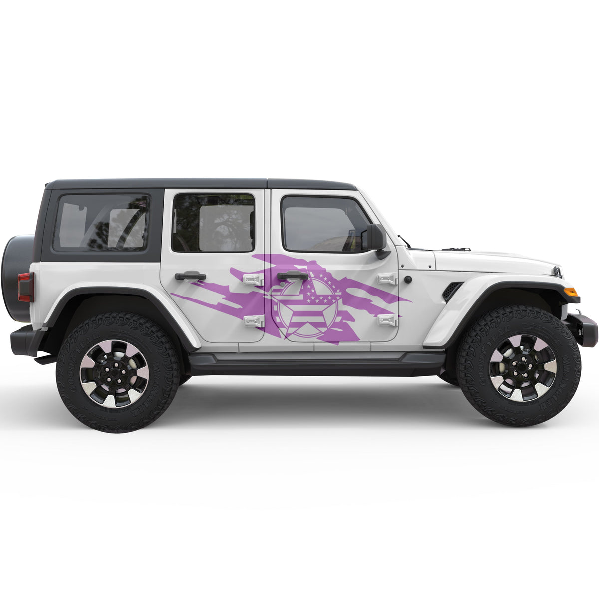 Ripped Us Flag Army Star Side Graphic Decal For Jeep Wrangler| Four ...
