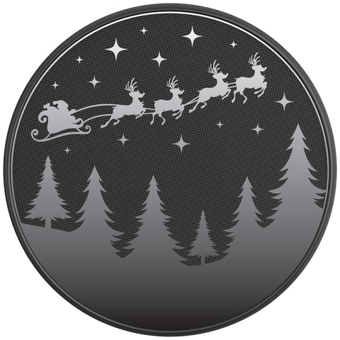 SANTAS SLEIGH CHRISTMAS NIGHT FOREST PEARL  WHITE CARBON FIBER TIRE COVER