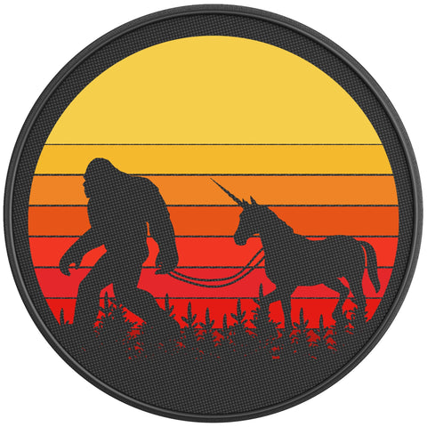 SASQUATCH WITH UNICORN PEARL  WHITE CARBON FIBER TIRE COVER