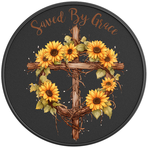 SAVED BY GRACE BLACK CARBON FIBER TIRE COVER