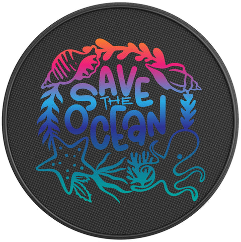 SAVE THE OCEAN BLACK CARBON FIBER TIRE COVER