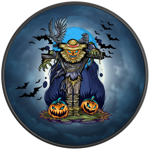 SCARY HALLOWEEN PUMPKIN HEAD BLACK CARBON FIBER TIRE COVER