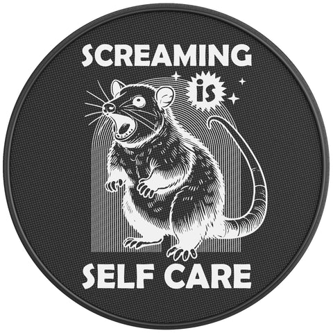SCREAMING IS SELF CARE BLACK CARBON FIBER TIRE COVER