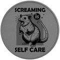 SCREAMING IS SELF CARE SILVER CARBON FIBER TIRE COVER