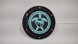 SEA TURTLE WITH PALM TREE FUEL DOOR FOR JEEP WRANGLER in Sea Foam Green Color