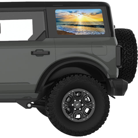 SEAGULL SHORE SUNSET QUARTER WINDOW DECAL FITS 2021+ FORD BRONCO 4 DOOR HARD TOP